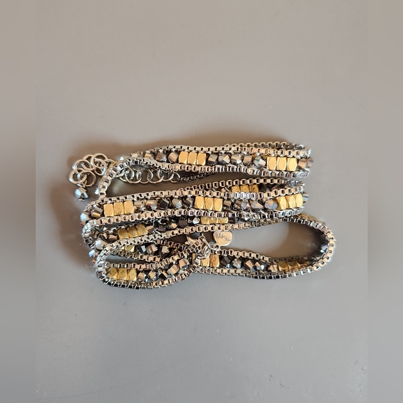 Mixed Metal Chain Necklace/Bracelet, Silver, Pewter, and Gold - Picture 5 of 5